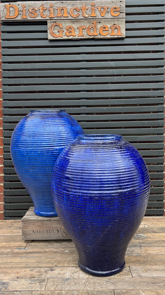 Private Sale item#20 Ribbed jar Med Blue (Pair)