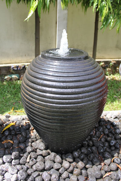 Ribbed Jar Water Feature sapphire glaze